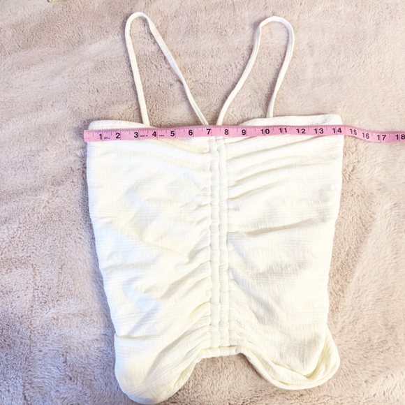 NWT ANTHROPOLOGIE Pilcro Ruched Ribbed Halter Top Cream Colored Size Small - Picture 8 of 8